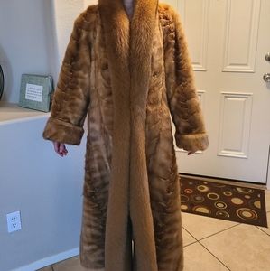 Mink/polar fox/ leather reversible full length coay